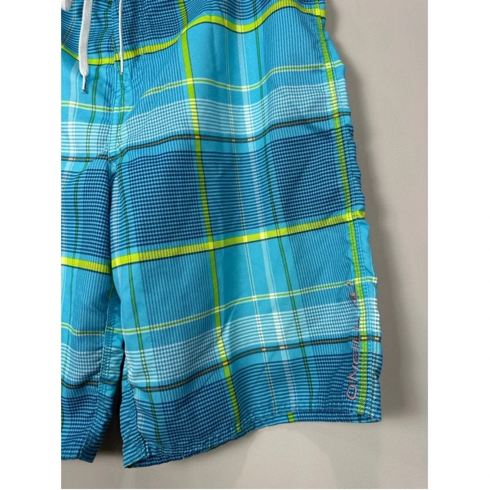 Men's O'Neill Blue Plaid Board Shorts Size‎ 38